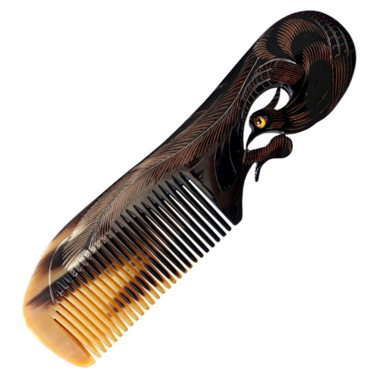 Picture of Symbol of Virtue and Grace, Natural Buffalo Horn Comb, Bone Comb, Ox Horn Comb Anti Static, Buffalo Horn Comb, Bone Combs for Hair, Horn Combs for Women (Phoenix)