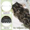 Picture of KooKaStyle Invisible Wire Hair Extensions with Transparent Headband Adjustable Size 4 Secure Clips Long Wavy Secret Wire Hairpiece 20 Inch for Women(Black with Blonde Highlights)