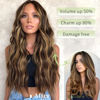 Picture of KooKaStyle Invisible Wire Hair Extensions with Transparent Headband Adjustable Size 4 Secure Clips Long Wavy Secret Wire Hairpiece for Women(16 Inch Chestnut Brown with Blonde Highlights)