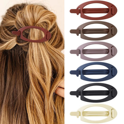 Picture of French Concord Hair Clips Claw - 6Pcs Side Slid Flat Hair Clips for Volume Strong Hold No Slip Grip Hair Claw Clips for Women Girls Thick Thin Hair (Matte Oval(Medium,3.35 inches))
