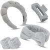 Picture of Canitor Sponge Spa Headbands Wristband Set with Hair Clips Skincare Headbands for Washing Face Non Slip Puffy Terry Cloth Makeup Headband Face Wash Wrist Bands Cute Trendy Stuff (gray)