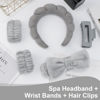 Picture of Canitor Sponge Spa Headbands Wristband Set with Hair Clips Skincare Headbands for Washing Face Non Slip Puffy Terry Cloth Makeup Headband Face Wash Wrist Bands Cute Trendy Stuff (gray)