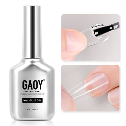 Picture of GAOY Nail Glue Gel, 2 in 1 Nail Glue and Base Gel for Acrylic Nails Tips, 16ml Glue Gel for Press on Nails, Nail Lamp Needed