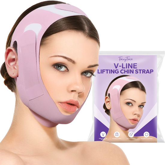 Picture of FairyFace V-Line Lifting Chinstrap, V-Line Mask, Chinstrap for Sleeping, Reusable Face Strap, Chin Up Patch, V-Shaped Belt, Shaped Face Mask for Sagging