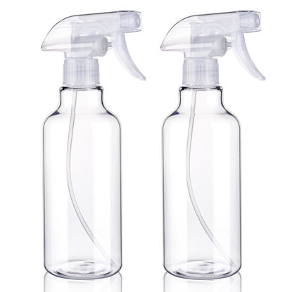 Picture of Plastic Spray Bottles Empty Spray Bottle 16.9oz/500ml 2 Pack Heavy Duty Spraying Bottles Mist/Stream Water Bottle for Cleaning Solutions, Essential Oils, Hair, Cooking (Clear)