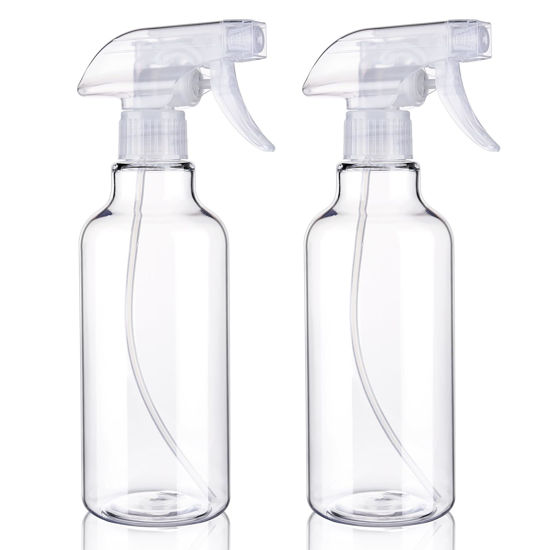 Picture of Plastic Spray Bottles Empty Spray Bottle 16.9oz/500ml 2 Pack Heavy Duty Spraying Bottles Mist/Stream Water Bottle for Cleaning Solutions, Essential Oils, Hair, Cooking (Clear)