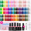 Picture of Beetles Gel Nail Polish Set, 69 PCS 60 Colors Spring Gel Nail Polish Kit Neon Pastel Jelly Glitter Nude Pink White Red Blue Green Brown Base Coat Glossy Matte Top Coat Gel Valentines Gift for Women