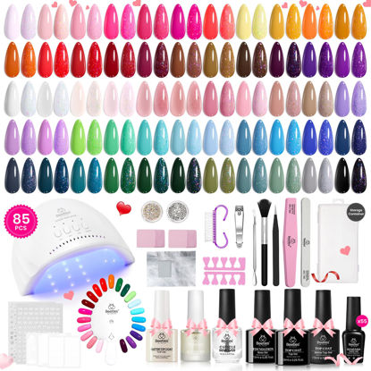 Picture of Beetles 85 Pcs Gel Nail Polish Kit with U V Light 55 Colors Gel Nail Kit for Beginners with Everything at Home Gel Polish Manicure Winter Nail Art Jelly Nails Emotional Spectrum Collection