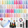Picture of MEFA 32 Colors Gel Nail Polish Kit with U V Light, Spring Bright Pastel 54Pcs Pink Gel Polish Nail Set Essential Manicure Tools Nails Art Decorations Women Gifts