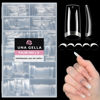 Picture of UNA GELLA Clear Gel Nail Tips Square No C Curve 504pcs French Style Square Acrylic Nail Tips Gel x Pre-inner Half Cover Faster Gel Nail Extension Home DIY French Press On Nails 12 Sizes