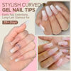 Picture of UNA GELLA Clear Gel Nail Tips Square No C Curve 504pcs French Style Square Acrylic Nail Tips Gel x Pre-inner Half Cover Faster Gel Nail Extension Home DIY French Press On Nails 12 Sizes