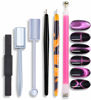 Picture of SILPECWEE 6Pcs Nail Art Magnetic Pen Set 3D Cat Eye Design Dual-Ended Magnet Wand Gel Nail Polish Magic Manicure DIY&Salon Tools