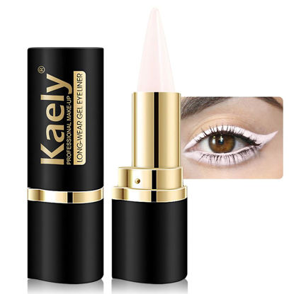 Picture of Kaely Quartz Queen White Gel Eyeliner Pencil, Natural Cream Eye Liner Waterproof Smudge Proof, Matte Waterline Eyeliner Eyeshadow Stick, Brighten Eye Makeup, Vegan & Cruelty-Free, 14
