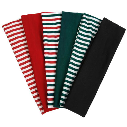 Picture of TERSE Christmas Headbands for Women Short Hair Striped Headbands Non Slip Elastic Sweat Hairbands Soft Fabric Hair Bands Workout Yoga Running Sport Christmas Hair Accessories