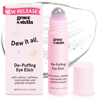 Picture of grace & stella Eye Serum Roller - Under Eye Brightener - Niacinamide, Retinol, Caffeine Eye Cream Serum - Eye Roller for Puffy Eyes, Eye Bags, Dark Circles, Wrinkles - Vegan Skincare (15ml/0.51 floz)