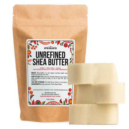 Picture of Raw Shea Butter - 100% Pure African Unrefined Shea Butter for Hair | Skin Moisturizer for Face and Body | Use for Soap Base, DIY Whipped Lotion, Lip Balm - 8 oz Block