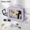 Picture of Prite Christmas Gifts Clear Makeup Bag Cosmetic Organizer Case Waterproof Travel Toiletry Bag Skincare Pouch with Golden Zipper(Violet)