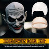 Picture of Syhood 2 Pieces Halloween Bald Cap Makeup Latex Bald Head Wig Caps Bald Hat Cosplay Costume for Adults(White, Beige)