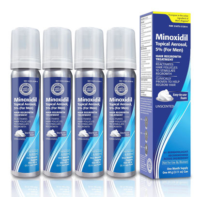 Picture of Taro Minoxidil Topical Aerosol Foam, 5%, Hair Regrowth 4 Months Treatment for Men, 2.11 oz (4 Pack)