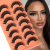 Picture of Focipeysa Fluffy Volume False Eyelashes Cat Eye Lashes Thick Fake Eyelashes Dramatic Faux Mink Eyelashes 9D Eyelashes 16mm Eyelashes Pack 7 Pairs Lash Pack