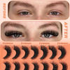 Picture of Focipeysa Fluffy Volume False Eyelashes Cat Eye Lashes Thick Fake Eyelashes Dramatic Faux Mink Eyelashes 9D Eyelashes 16mm Eyelashes Pack 7 Pairs Lash Pack