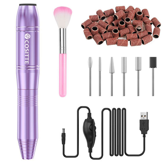 Picture of COSITTE Electric Nail Drill,USB Electric Nail Drill Machine for Acrylic Nail Kit,Portable Electric Nail File Polishing Tool Manicure Pedicure Kit Efile Nail Supplies for Home Salon,Lilac