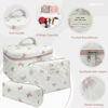 Picture of Makeup Bag,Quilted Cosmetic Bag,Large Floral Make Up Bag for Women,Cotton Makeup Bag Set,Flower Travel Toiletry Bag