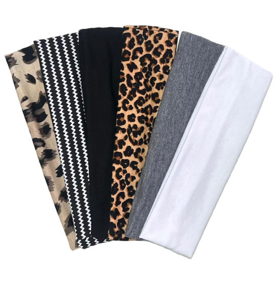 Picture of TERSE Cheetah Headbands for Women Short Hair Non Slip Elastic Sweat Hairbands Leopard Print Soft Fabric Hair Bands Workout Yoga Running Sport Thin Hair Wrap for Girls