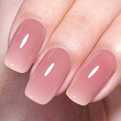 Picture of AILLSA Crystal Rose Nude Gel Polish Soft Red Jelly Gel Nail Polish Nude Pink Translucent Gel Nail Polish Neutral Color Soak Off U V Sheer Gel Nails for Nail Salon at Home 0.51 Fl Oz