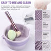 Picture of Makeup Brush Cleaner Mat 3 in 1 Silicone Makeup Brush Cleaner Bowl Cosmetic Brushes Cleaning Tool Organizer for Storage and Air Drying（Khkai)