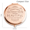 Picture of Personalized Engraved Compact Mirrors, Unique Basket Stuffers for Her Mom Friends, Inspirational Friendship Gifts for Women Ladies Teenagers Girls, Sentimental Presents for Birthday Valentines Day