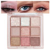 Picture of 9Colors Glitter Eyeshadow Palette,Pink White Gold Glitter Shimmer Sparkly Eye Shadow Palette Makeup,Warm Pastel Eyeshadows Palette Long Lasting Waterproof Naturing-Looking Women Girls Eye Shadow