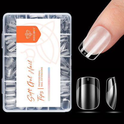 Picture of modelones Extra Short Square Nail Tips, Pre-shaped Gel x Nail Tips Full Cover Fake Nails Acrylic Nail Tips Nail Extension Press on Nails Gel x Nail Kit 216PCS 12Sizes