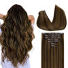 Picture of GOO GOO Clip in Hair Extensions Real Human Hair, Remy Human Hair Extensions Clip ins for Women, Natural Human Hair, 18inch 110g 7Pcs, 2C/4E/6C Brown Sugar Swirl Highlights