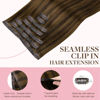 Picture of GOO GOO Clip in Hair Extensions Real Human Hair, Remy Human Hair Extensions Clip ins for Women, Natural Human Hair, 18inch 110g 7Pcs, 2C/4E/6C Brown Sugar Swirl Highlights