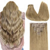 Picture of GOO GOO Clip in Hair Extensions Real Human Hair, Remy Human Hair Extensions Clip ins for Women, Natural Human Hair, 14inch 110g 7Pcs, 7 Bronde