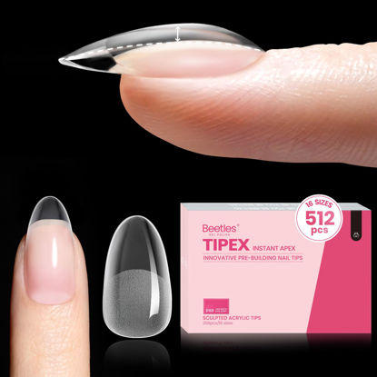 Picture of Beetles Tipex Instant Apex Nail Tips Oval-Pre-Building & Pre-Etched Strong Thick Half Matte Acrylic Nail Tips,Upgraded with 16 Sizes for Flat Nails, Press on Nails 512 Pieces Valentine's Day Gift