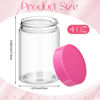 Picture of Patelai 4 Pieces Round Clear Wide-mouth Leak Proof Plastic Container Jars with Lids for Travel Storage Makeup Beauty Products Face Creams Oils Salves Ointments DIY Making or Others(Pink,4 Ounce)