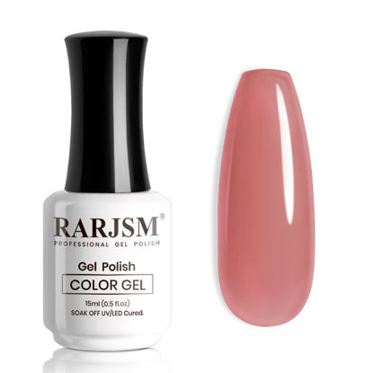 Picture of RARJSM Nude Gel Nail Polish Dark Pink Neutral Skin Tone Sheer Jelly Gel Polish 1PC 15ml Single Bottle Cream Transparent Pink Nail Gel Polish Soak off UV LED Cured for Home Salon DIY Manicure