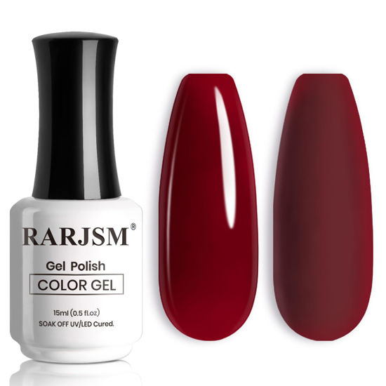 Picture of RARJSM Nude Dark Red Gel Nail Polish Cherry Wine Red Burgundy Neutral Skin Tone Sheer Jelly Gel Polish 15ml Single Bottle Transparent Nail Gel Polish Soak off UV LED Cured for Home Salon DIY Manicure