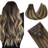 Picture of GOO GOO Clip in Hair Extensions Real Human Hair, Remy Human Hair Extensions Clip ins for Women, Natural Human Hair, 24inch 160g 7Pcs, 4/26/4 Balayage Chocolate Brown to Honey Blonde