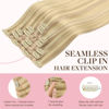 Picture of GOO GOO Clip in Hair Extensions Real Human Hair, Remy Human Hair Extensions Clip ins for Women, Natural Human Hair, 16inch 110g 7Pcs, 18D/22F Dirty Blonde Highlights