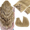 Picture of GOO GOO Clip in Hair Extensions Real Human Hair, Remy Human Hair Extensions Clip ins for Women, Natural Human Hair, 22inch 150g 9Pcs, 7 Bronde