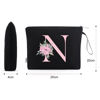 Picture of Vavabox A-Z Personalized Makeup Bag,Birthday Gifts for Women Mom,Gifts for Best Friend,Bride Bridesmaid Cosmetic bag (N, Black)
