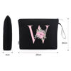 Picture of Vavabox A-Z Personalized Makeup Bag,Birthday Gifts for Women Mom,Gifts for Best Friend,Bride Bridesmaid Cosmetic bag (W, Black)