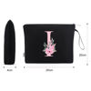 Picture of Vavabox A-Z Personalized Makeup Bag,Birthday Gifts for Women Mom,Gifts for Best Friend,Bride Bridesmaid Cosmetic bag (I, Black)