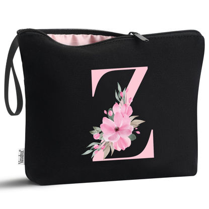 Picture of Vavabox A-Z Personalized Makeup Bag,Birthday Gifts for Women Mom,Gifts for Best Friend,Bride Bridesmaid Cosmetic bag (Z, Black)