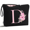 Picture of Vavabox A-Z Personalized Makeup Bag,Birthday Gifts for Women Mom,Gifts for Best Friend,Bride Bridesmaid Cosmetic bag (D, Black)