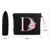 Picture of Vavabox A-Z Personalized Makeup Bag,Birthday Gifts for Women Mom,Gifts for Best Friend,Bride Bridesmaid Cosmetic bag (D, Black)