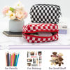 Picture of PAZIMIIK Checkered Makeup Bag for Purse Portable Zipper Make Up Pouch Small Cosmetic Case for Travel Accessories (Red)